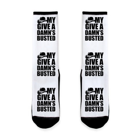 My Give a Damn's Busted White Print Socks